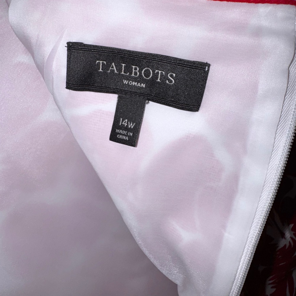 Talbots Women's Size 14W Red White Hibiscus Floral A-Line Skirt Knee Length - Picture 9 of 10